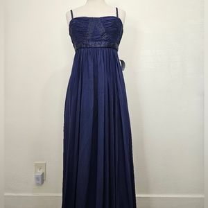 BCBG full length strapless dress. Navy blue with beaded detailing. New with tags
